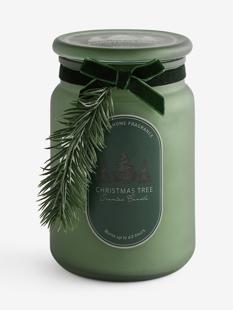 Green Christmas Tree Pine Needle & Eucalyptus Festive Jar Candle - Image 4 of 4