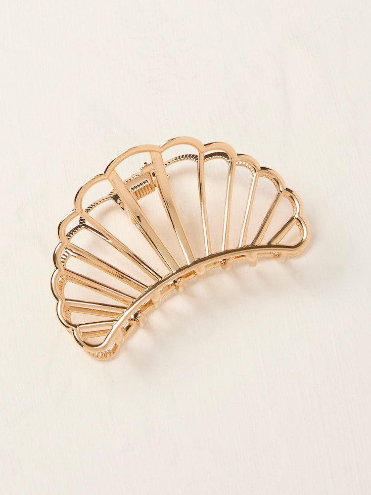 FatFace Gold Tone Shell Claw Clip - Image 1 of 2 FatFace Gold Tone Shell Claw Clip - Image 1 of 2