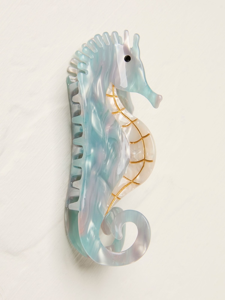 FatFace Blue Seahorse Claw Clip - Image 1 of 2