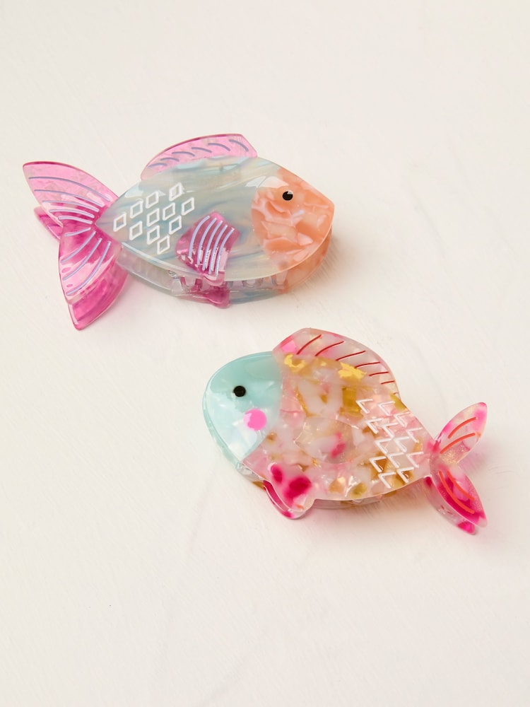 FatFace Multi Fish Hair Clips 2 Pack - Image 1 of 2