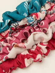 FatFace Red Earth Print Scrunchies 5 Pack - Image 2 of 2