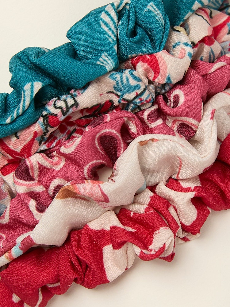FatFace Red Earth Print Scrunchies 5 Pack - Image 2 of 2