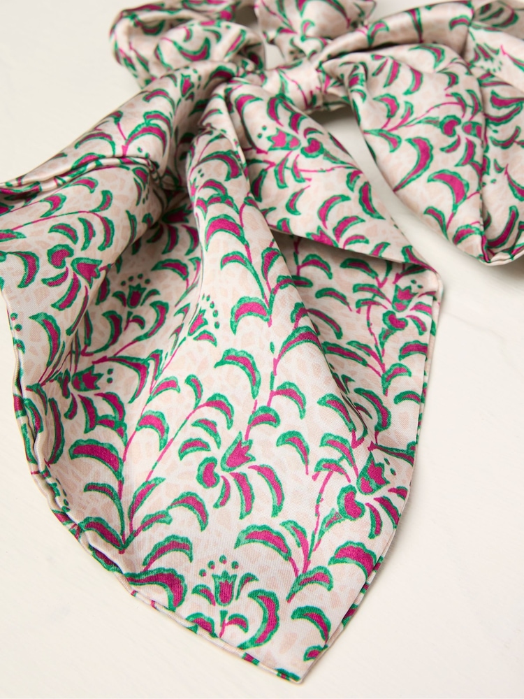 FatFace Ivory Printed Tie Scrunchie - Image 2 of 2 FatFace Ivory Printed Tie Scrunchie - Image 2 of 2