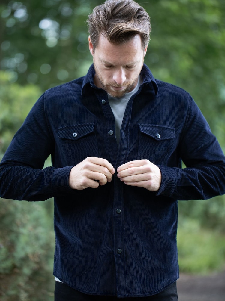 Lakeland Clothing Blue Ambleside Jumbo Corduroy 100% Cotton Overshirt - Image 8 of 8