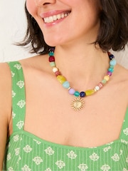 FatFace Multi Sun Pendant Beaded Necklace - Image 1 of 3