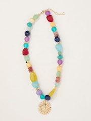 FatFace Multi Sun Pendant Beaded Necklace - Image 3 of 3