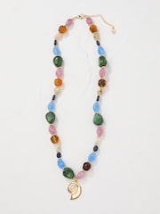FatFace Multi Long Beaded Shell Pendant Necklace - Image 1 of 2
