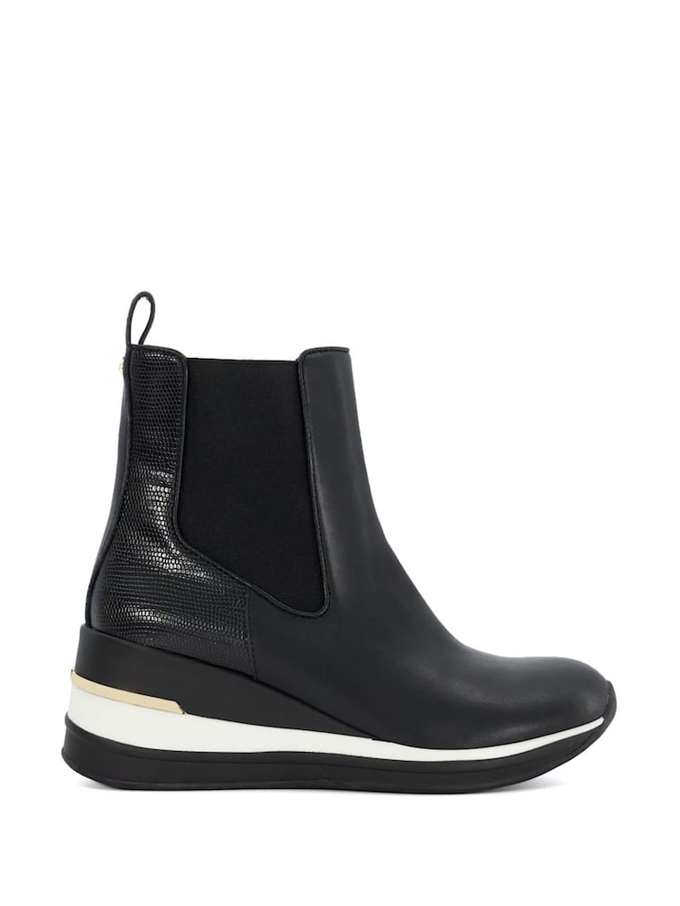 Dune London Black Everywhere Embellished Wedge Heel Trainer - Image 2 of 6