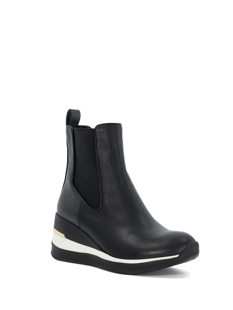 Dune London Black Everywhere Embellished Wedge Heel Trainer - Image 3 of 6