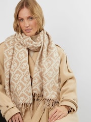 Dune London Cream Luke Midweight Jacquard Scarf - Image 3 of 3