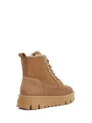 Dune London Brown Chrome Podski Shearling Faux Fur Platform Boots - Image 4 of 6