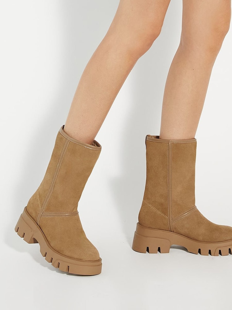 Braun - Dune London Podski Plateaustiefel mit Kunstfellfutter - Bild 1 von 6