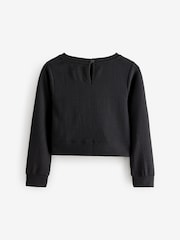 Black Wrap Front Textured Long Sleeve Top (3-16yrs) - Image 2 of 4