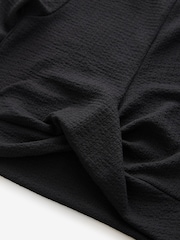Black Wrap Front Textured Long Sleeve Top (3-16yrs) - Image 3 of 4