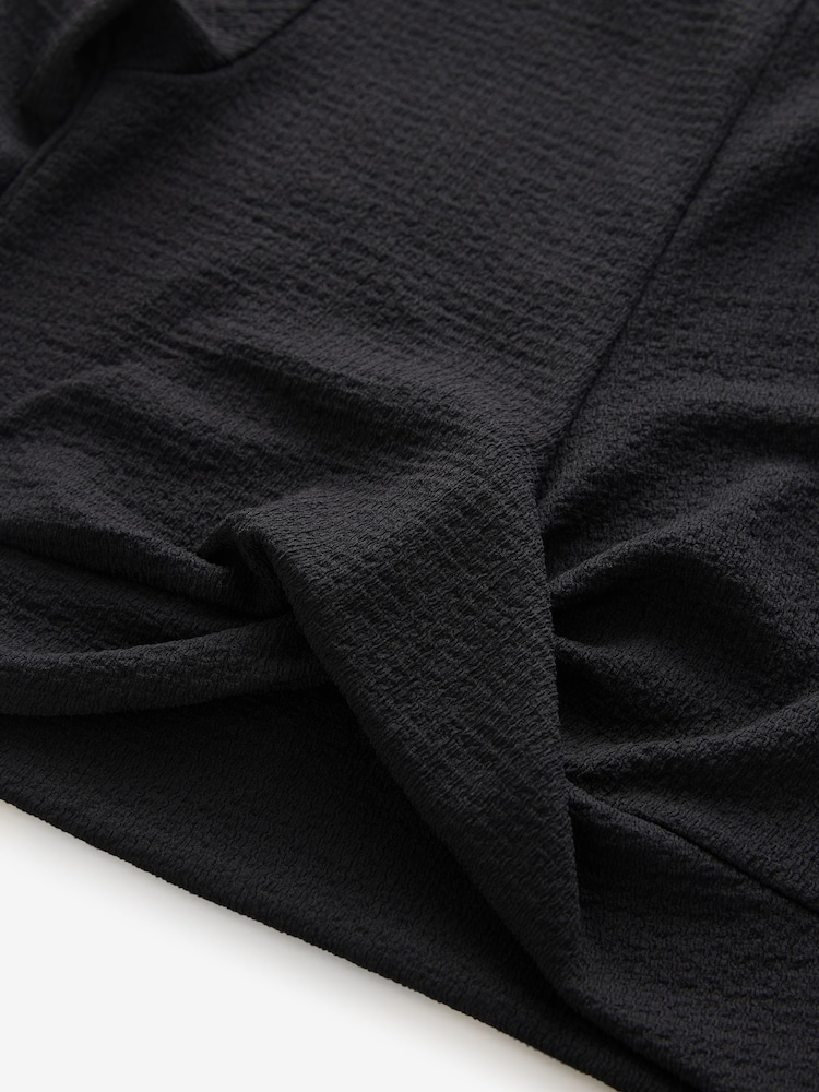 Black Wrap Front Textured Long Sleeve Top (3-16yrs) - Image 3 of 4