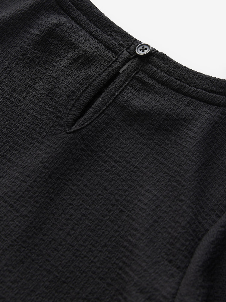 Black Wrap Front Textured Long Sleeve Top (3-16yrs) - Image 4 of 4