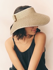 Natural Oversized Bow Detail Visor - Image 1 of 4