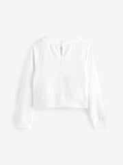 White Wrap Front Textured Long Sleeve Top (3-16yrs) - Image 2 of 4