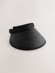 Black Straw Visor Hat - Image 4 of 4