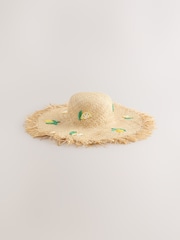 Lemon Applique Frayed Brim Floppy Hat - Image 7 of 9