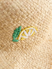 Lemon Applique Frayed Brim Floppy Hat - Image 9 of 9