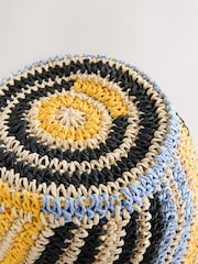 Multi Stripe Flat Top Crochet Bucket Hat - Image 4 of 5