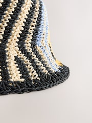Multi Stripe Flat Top Crochet Bucket Hat - Image 5 of 5