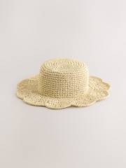 Natural Scalloped Crochet Bucket Hat - Image 6 of 8
