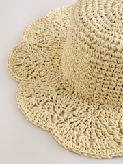 Natural Scalloped Crochet Bucket Hat - Image 7 of 8