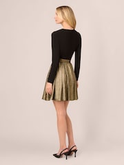 Adrianna by Adrianna Papell Black Jersey Metallic Short Dress - Image 2 of 7