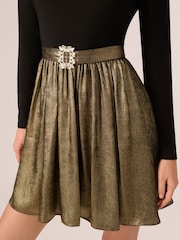 Adrianna by Adrianna Papell Black Jersey Metallic Short Dress - Image 4 of 7