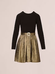 Adrianna by Adrianna Papell Black Jersey Metallic Short Dress - Image 6 of 7