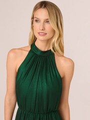 Adrianna By Adrianna Papell Green Metallic Halter Dress - Image 4 of 6