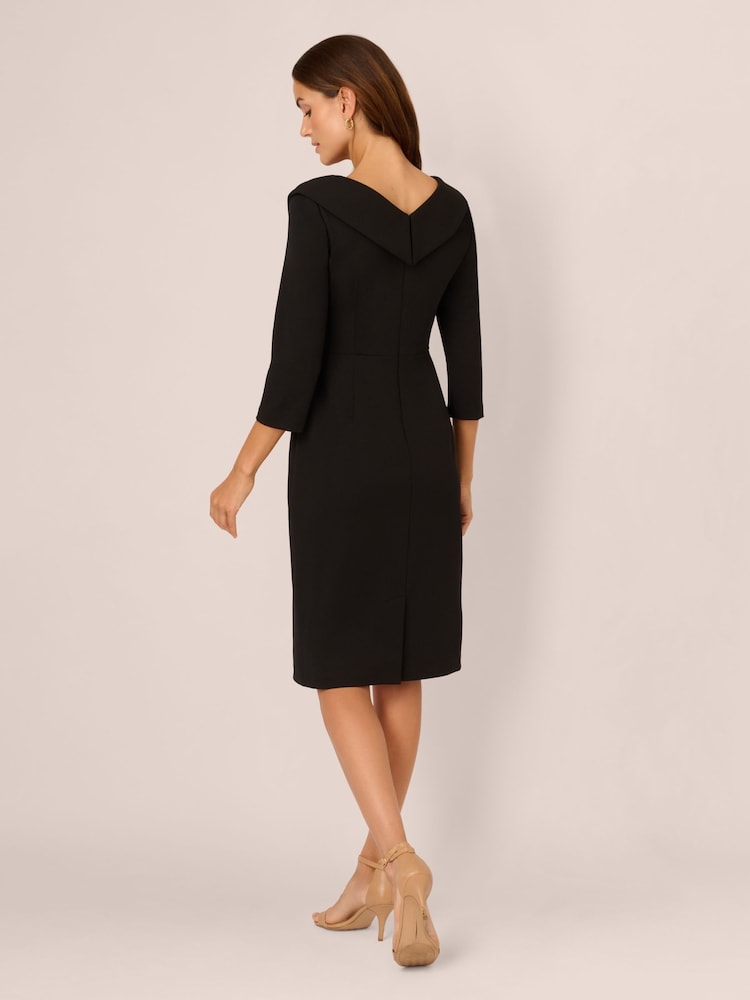 Adrianna Papell Black Knit Crepe Tie Sheath Dress - Image 2 of 7