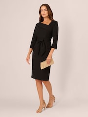 Adrianna Papell Black Knit Crepe Tie Sheath Dress - Image 4 of 7