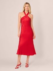 Adrianna by Adrianna Papell Red Foil Woven Midi Dress - Image 1 of 7