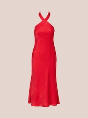 Adrianna by Adrianna Papell Red Foil Woven Midi Dress - Image 6 of 7