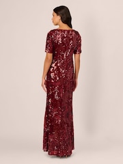 Adrianna Papell Red Elbow Sleeve Sequin Gown - Image 2 of 7