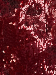 Adrianna Papell Red Elbow Sleeve Sequin Gown - Image 7 of 7