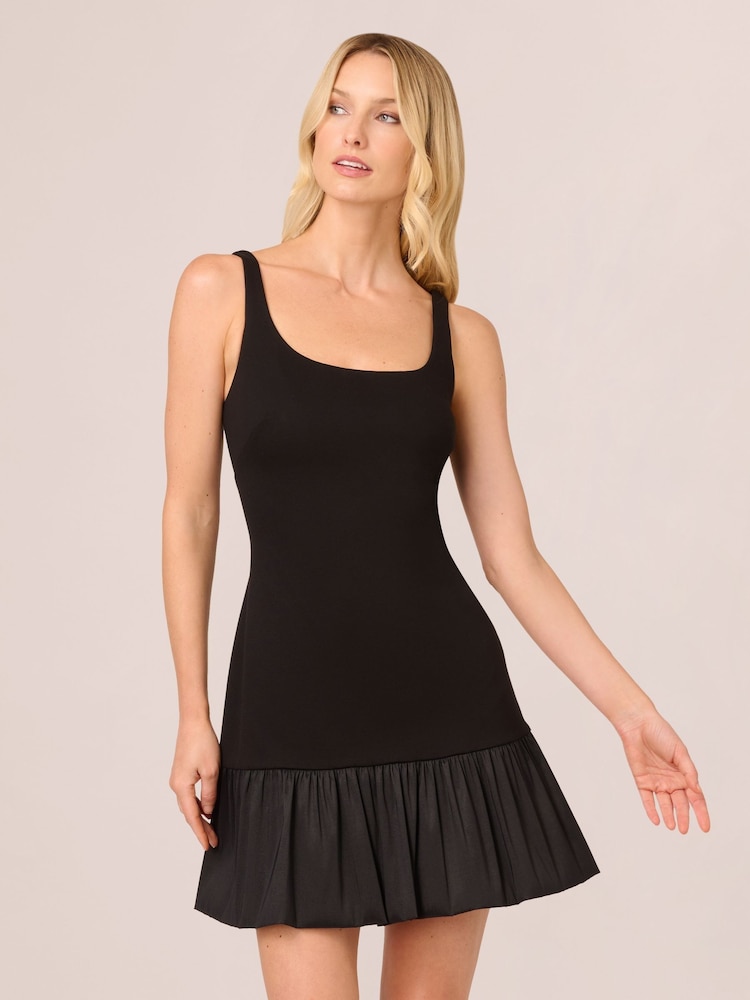 Adrianna by Adrianna Papell Black Ponte Taffeta Flounce Dress - Image 1 of 6