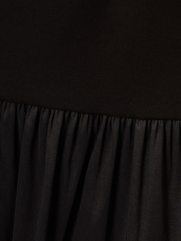 Adrianna by Adrianna Papell Black Ponte Taffeta Flounce Dress - Image 6 of 6
