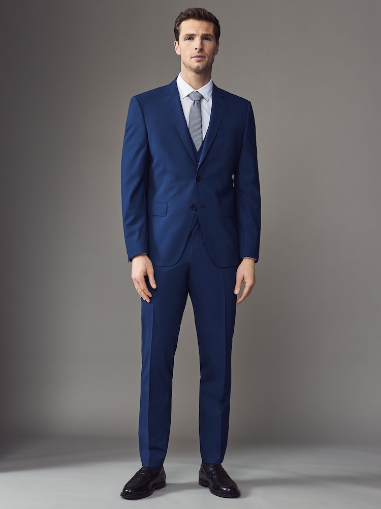 BOSS Blue Slim-Fit Wool Suit Jacket - Image 3 of 5
