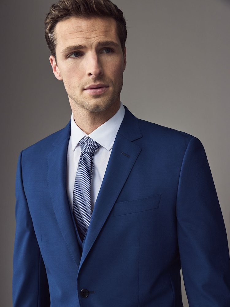 BOSS Blue Slim-Fit Wool Suit Jacket - Image 4 of 5