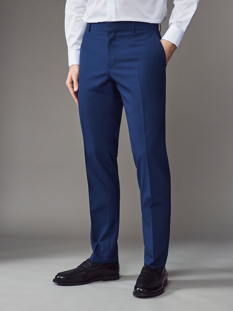 BOSS Blue Slim Fit Wool Trousers - Image 1 of 5 BOSS Blue Slim Fit Wool Trousers - Image 1 of 5