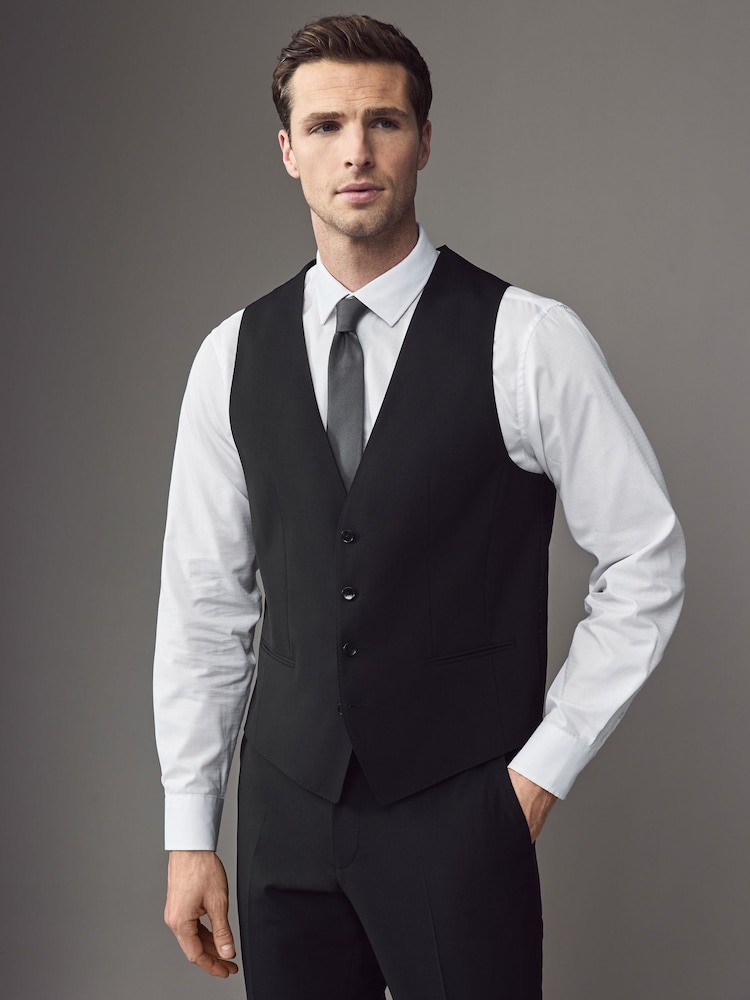 BOSS Black Slim-Fit Wool Waistcoat - Image 1 of 5 BOSS Black Slim-Fit Wool Waistcoat - Image 1 of 5