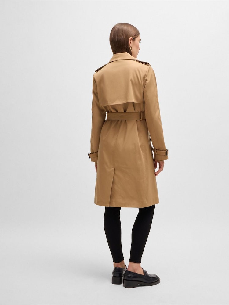 BOSS Natural Double Breasted Belted Trench Coat - Image 7 of 7 BOSS Natural Double Breasted Belted Trench Coat - Image 7 of 7