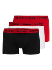 HUGO Red Logo-Waistband Stretch Cotton Trunks 3 Pack - Image 1 of 7
