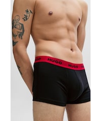 HUGO Red Logo-Waistband Stretch Cotton Trunks 3 Pack - Image 4 of 7