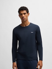 Синий - BOSS Stretch Cotton Long Sleeve T-Shirt - Image 1 of 5
