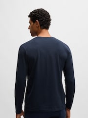 Синий - BOSS Stretch Cotton Long Sleeve T-Shirt - Image 2 of 5